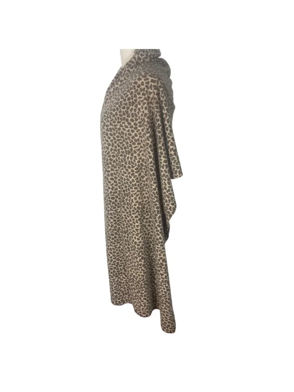 Ann Taylor Leopard Print Wool Angora Scarf Wrap Shawl Beige Brown 23x88